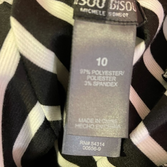 New Black & Off White Striped Bisou Bisou dress - Picture 4 of 7